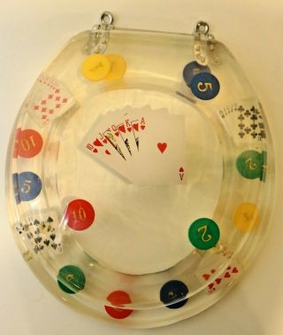 Vintage Lucite Poker Cards Toilet Seat Resin Acrylic Man Cave Gambling