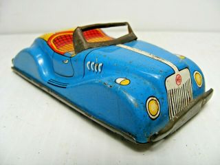 4 " Vintage Mg Friction Sports Car From Japan Blue W/windshield