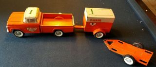 Vintage Nylint U - Haul Ford Pick Up Truck & 2 Trailers Pressed Steel Toy 1960’s