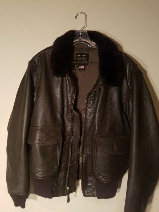 Vintage Ltd Avirex Us Navy Type G - 1 Brown Leather Bomber Jacket 48 Xl Goat Skin