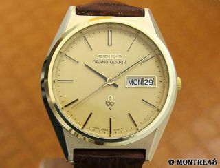 Seiko Grand Quartz 4843 8110 Mens 38mm Made In Japan Rare Vintage Watch Mj17