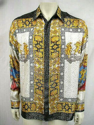 Nwt Rare Mens Vintage Creme De Silk Metallic Guardian 5523 Silk Shirt Xlarge