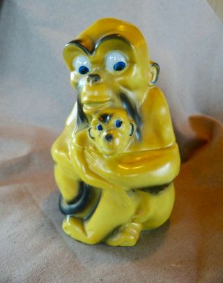 Royal Bayreuth Extremely Rare Yellow Monkey Humidor Or Biscuit Jar