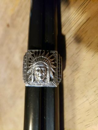 Vintage Native American Chief 925 Ring Heavy Sterling Size 10 3/4 Man Or Woman