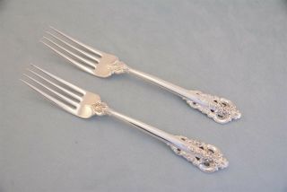 2 Wallace Grande Baroque Sterling Silver 7 - 1/2 " Dinner Fork No Monogram
