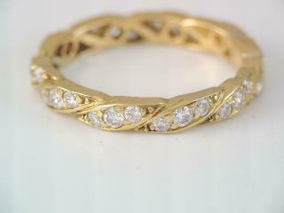 Gorgeous Vintage Solid 18k Yellow Gold & Diamond Eternity Band Ring