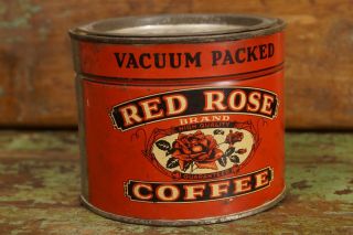 Vintage Red Rose Coffee Tin Marshalltown Iowa 2