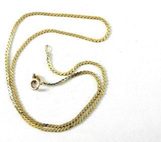 Vintage 14k Solid Yellow Gold Chain Fancy Necklace 2mm 15.  5 Inch Women Italy 4.  4