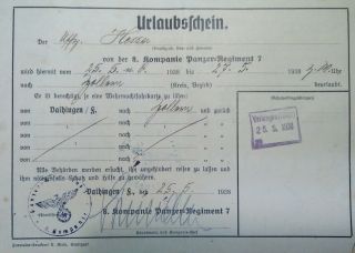 Orig Very Rare WWII Era German Kompanie Panzer=Regiment 7 Nazi Document Holiday? 2
