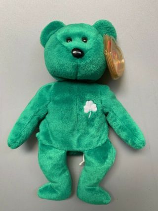 Ty Beanie Babies Erin The Irish Bear Extremely Rare With Errors Mt - Nwt Vtg 1997