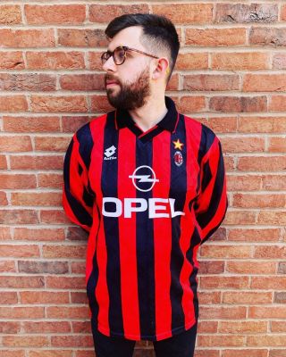 1995 - 1996 Ac Milan Lotto Home Football Shirt X - Large Long Sleeve Vintage Retro