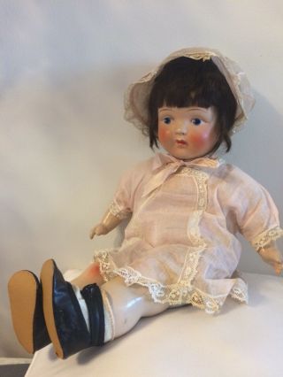 Antique French Baby Doll.  Composition & Cloth,  Hand Painted All C.  1925