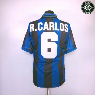 R.  Carlos 6 Inter Milan Vintage Umbro Home Football Shirt 1995/96 (m) Brazil