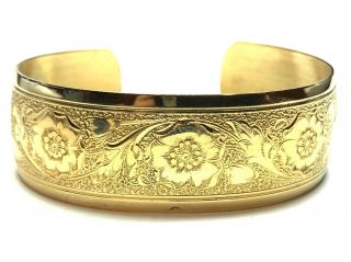 Vintage & Ornate Ladies Gold Vermeil Sterling Silver Cuff Bracelet - Danecraft