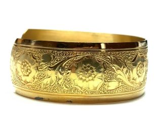 Vintage & Ornate Ladies Gold Vermeil Sterling Silver Cuff Bracelet - DANECRAFT 3