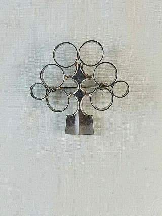 Modernist David Andersen Norway Sterling Silver Tree Of Life Pendant Pin