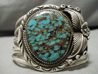 One Of Best Vintage Navajo Spiderweb Turquoise Sterling Silver Bracelet