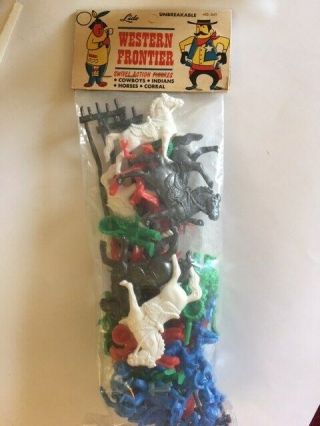 Lido Western Frontier Swivel Action Figures Cowboys/indians/horses/corral -