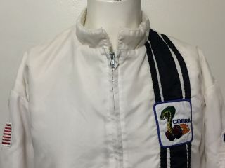 Vintage Mens Ford Shelby Cobra Racing Jacket Size XL White Sherpa Lined Patches 2