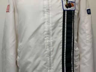 Vintage Mens Ford Shelby Cobra Racing Jacket Size XL White Sherpa Lined Patches 3
