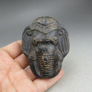 Chinese Jade,  Collectibles,  Hongshan Culture,  Black Magnet,  Elephant,  Pendant W2155