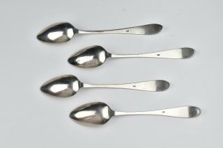 Set of Four American Coin Silver Dessert Spoons by Aaron Lane of Jersey 2