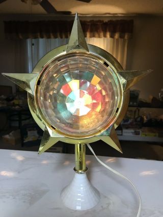 Vintage Bradford Celestial Star Plastic Christmas Tree Topper Color Motion Light 2