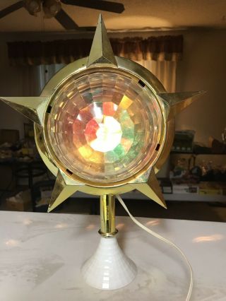 Vintage Bradford Celestial Star Plastic Christmas Tree Topper Color Motion Light 3