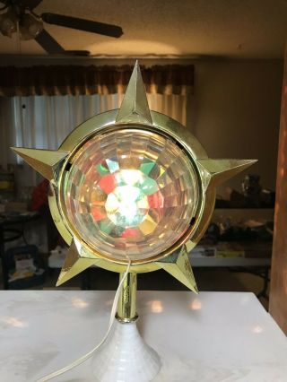 Vintage Bradford Celestial Star Plastic Christmas Tree Topper Color Motion Light 4