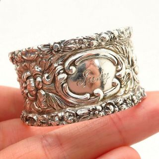 Stieff Antique Victorian Sterling Silver Repousse Collectible Napkin Ring Holder