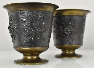 Antique French Art Nouveau Bronze Vases L.  Oudry & Cie Signed 10