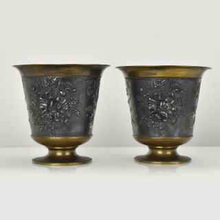 Antique French Art Nouveau Bronze Vases L.  Oudry & Cie Signed