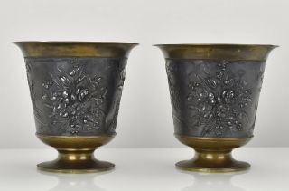 Antique French Art Nouveau Bronze Vases L.  Oudry & Cie Signed 3