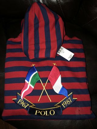 Polo Ralph Lauren Striped Cross Flag Hoodie 1967 1987 Large