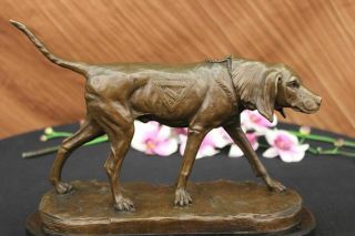 Vintage Bronze Hunting Dog Figurine Sculpture Bookend Pointer Foxhound Cain Hot