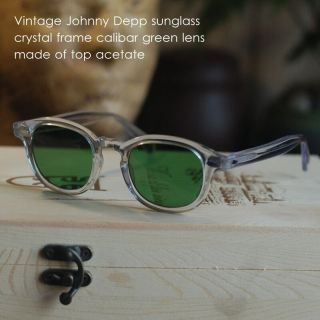 Retro Vintage Sunglasses Johnny Depp Eyeglasses Crystal Frame Calibar Green Lens