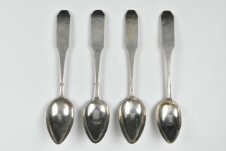 Set Of 4 American Coin Silver Tablespoons By Noel Freeborn Of Rhode Island