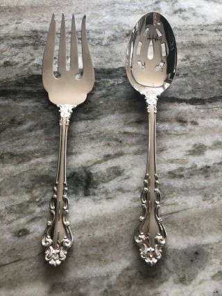 Reed & Barton Sterling Silver Spanish Baroque Meat Fork & Serving Spoon