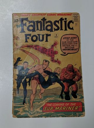 Vtg Fantastic Four 4 Marvel 1962 Comic 1st Silver Age Sub Mariner Complete Look