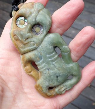 John Kerwin Artefact Style Nz Greenstone Pounamu Rare Inanga Jade Maori Hei Tiki