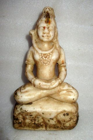 Antique Old Italian White Marble Hand Carved Unique Hindu God Shiv Shiva Statue