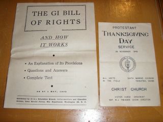 Gi Bill Of Rights 1945 Booklet & Sixth Marine Division,  China Religious Program