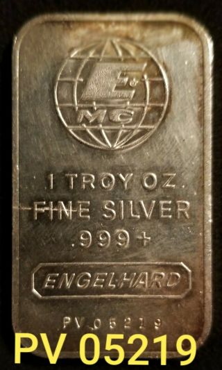 5 oz - 1 oz SilverBars - Engelhard,  Antique - Vintage (5) total ounces -.  999 1981 (PV) 7