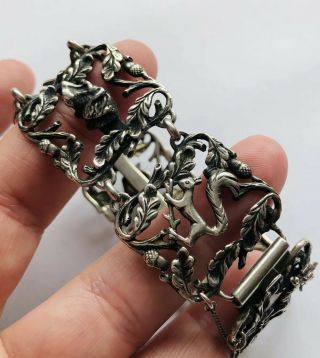 Antique Silver Bracelet,  Victorian,  Fox,  Squirrel,  Bird,  Stag,  Decorative 3