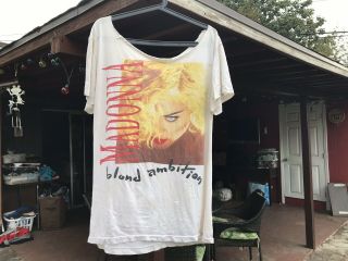 1990 Madonna Blond Ambition T Shirt Authentic Vintage.  Distressed.  Size M