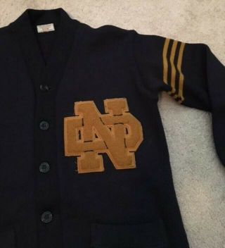 VINTAGE GAME WORN 1940 ' s NOTRE DAME FOOTBALL LETTER SWEATER 2