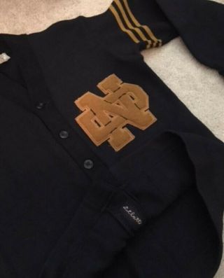 VINTAGE GAME WORN 1940 ' s NOTRE DAME FOOTBALL LETTER SWEATER 5