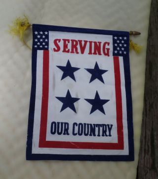 Ww2 Sons In Service Banner - Rare 4 Stars Like Private Ryan " Serving Our Country "