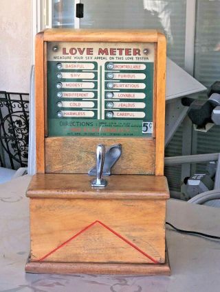 Rare 1934 Love Tester Arcade Machine.  Wood Cabinet Exhibit Supply Co. ,  Chicago.