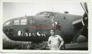 936 Wwii Nose Art Photo B - 25 Mitchell Bomber Pat & Sas
